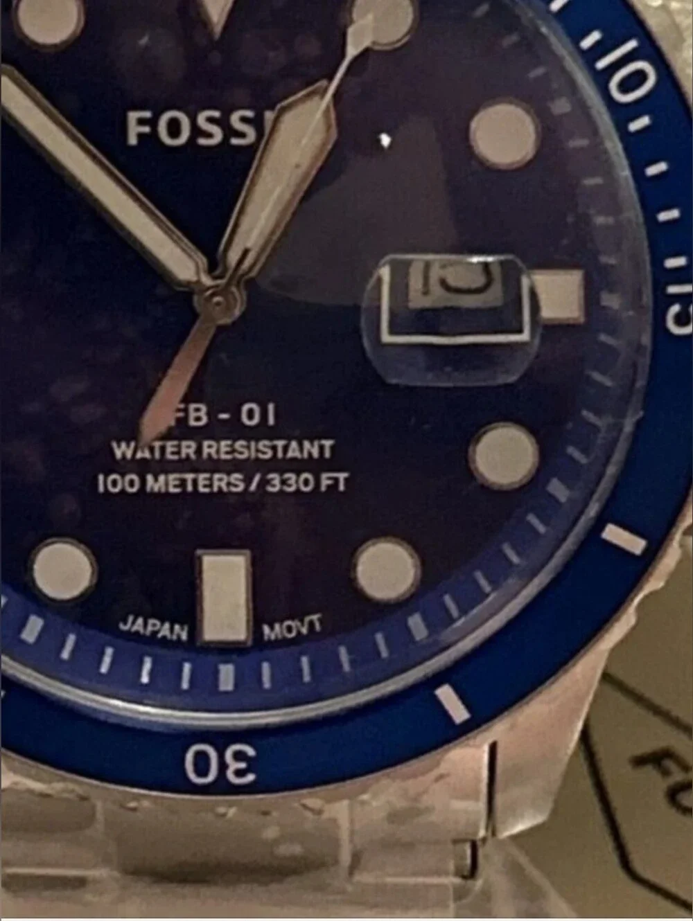 Fossil Blue Men's Bracelet Watch.. Stainless Steel Band... Brand New & Authentic